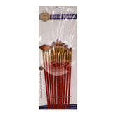 Keep Smiling Paint Brush set Multi shape with Red Handles 10Pcs